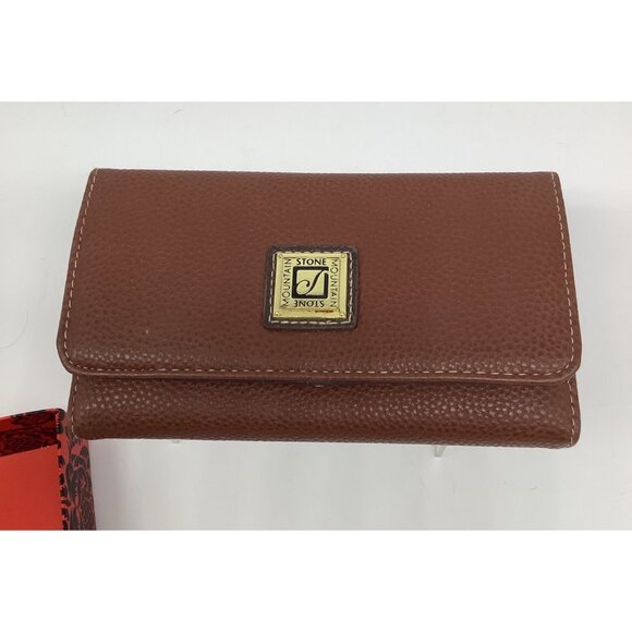 Stone Mountain Bonded Leather Cornell Cognac Brown Wallet With Multiple Cards - Picture 2 of 7